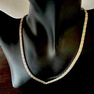 Vintage Italian Riccio Chevron Sterling Silver Necklace 925 Italy